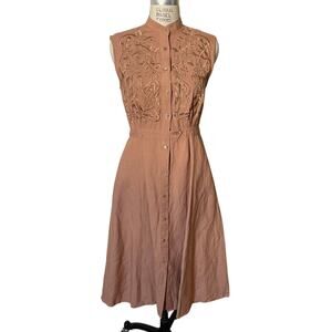 Vintage Jennifer Eden Sleeveless Embroidered Midi Dress Size 8
